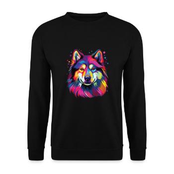Aquarelle colorée Malamute d’Alaska - Sweat-shirt Unisexe - noir - Devant - Alina (178cm) & Michal (187cm)