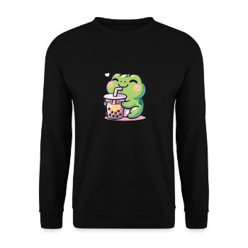 Kawaii Frogs Bubble Tea Boba Frog - Unisex Sweatshirt - black - Front - Alina (178cm) & Michal (187cm)