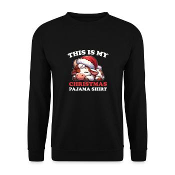 Kuh Weihnachts Schlafanzug Kühe - Unisex Pullover - Schwarz - Vorne - Alina (178cm) & Michal (187cm)