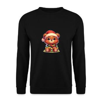Père Noël chapeau Noël guirlandes lumineuses ours - Sweat-shirt Unisexe - noir - Devant - Alina (178cm) & Michal (187cm)