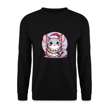 Christmas Fairy Lights Chinchilla - Unisex Sweatshirt - black - Front - Alina (178cm) & Michal (187cm)
