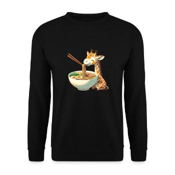 girafe mignonne mange des nouilles ramen ramen ramen - Sweat-shirt Unisexe - noir - Devant - Alina (178cm) & Michal (187cm)