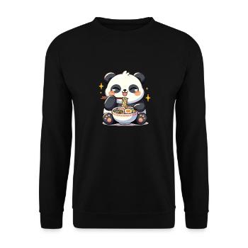panda mignon mange des nouilles ramen pandas ramen - Sweat-shirt Unisexe - noir - Devant - Alina (178cm) & Michal (187cm)