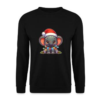 Père Noël chapeau Noël guirlandes lumineuses éléphant - Sweat-shirt Unisexe - noir - Devant - Alina (178cm) & Michal (187cm)