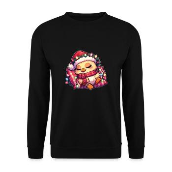 Père Noël chapeau Noël guirlandes lumineuses canard - Sweat-shirt Unisexe - noir - Devant - Alina (178cm) & Michal (187cm)