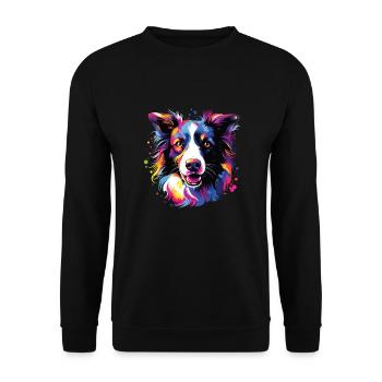 Watercolor Colorful Border Collie - Unisex Sweatshirt - black - Front - Alina (178cm) & Michal (187cm)