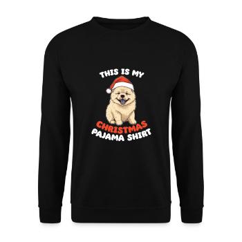 Chow Chow Weihnachts Schlafanzug Hunde - Unisex Pullover - Schwarz - Vorne - Alina (178cm) & Michal (187cm)