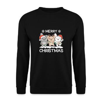Frohe Weihnachten Hase Heiligabend Hasen - Unisex Pullover - Schwarz - Vorne - Alina (178cm) & Michal (187cm)