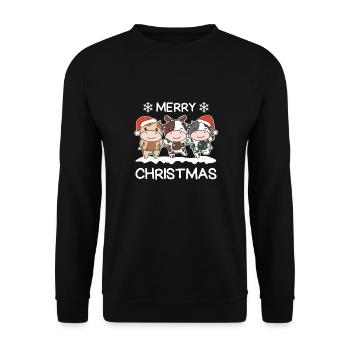 Merry Christmas Cow Christmas Eve Cows - Unisex Sweatshirt - black - Front - Alina (178cm) & Michal (187cm)