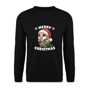 Noël guirlandes lumineuses perruche moine - Sweat-shirt Unisexe - noir - Devant - Alina (178cm) & Michal (187cm)