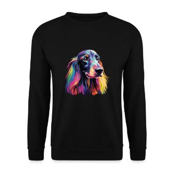 Aquarelle Chien Afghan coloré - Sweat-shirt Unisexe - noir - Devant - Alina (178cm) & Michal (187cm)
