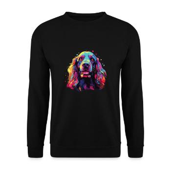 Wasserfarben Farbenfroher Cocker Spaniel - Unisex Pullover - Schwarz - Vorne - Alina (178cm) & Michal (187cm)