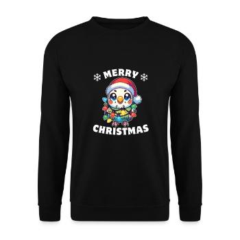 Christmas Fairy Lights Budgie - Unisex Sweatshirt - black - Front - Alina (178cm) & Michal (187cm)