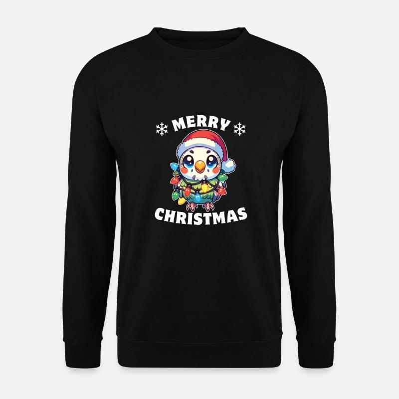 Weihnachten Lichterkette Wellensittich - Unisex Pullover - Schwarz