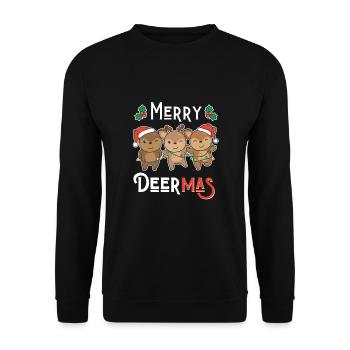 Merry Deermas Jeu de mots Cerf Noël - Sweat-shirt Unisexe - noir - Devant - Alina (178cm) & Michal (187cm)