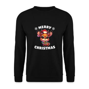 Père Noël chapeau Noël guirlandes lumineuses Dikdik - Sweat-shirt Unisexe - noir - Devant - Alina (178cm) & Michal (187cm)