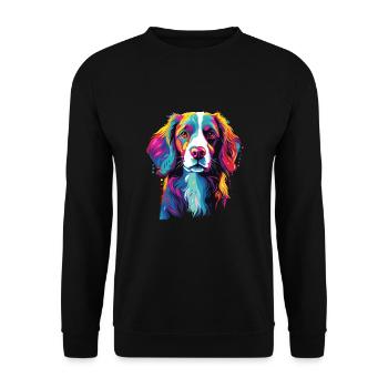 Wasserfarben Farbenfroher Brittany Spaniel - Unisex Pullover - Schwarz - Vorne - Alina (178cm) & Michal (187cm)