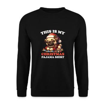 Pug Christmas Pajamas Dogs - Unisex Sweatshirt - black - Front - Alina (178cm) & Michal (187cm)