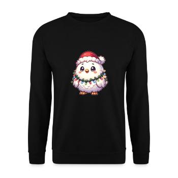 Père Noël chapeau Noël guirlandes lumineuses poulet - Sweat-shirt Unisexe - noir - Devant - Alina (178cm) & Michal (187cm)