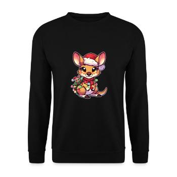 Père Noël chapeau Noël guirlandes lumineuses kangourou - Sweat-shirt Unisexe - noir - Devant - Alina (178cm) & Michal (187cm)