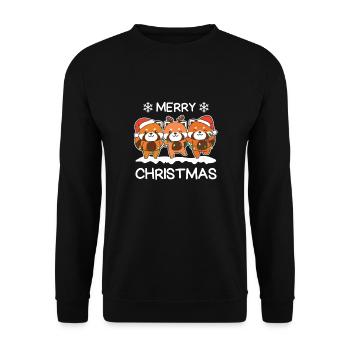 Frohe Weihnachten Roter Panda Heiligabend Rote - Unisex Pullover - Schwarz - Vorne - Alina (178cm) & Michal (187cm)