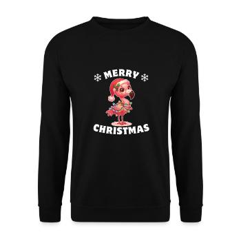 Père Noël chapeau Noël guirlandes lumineuses flamant rose - Sweat-shirt Unisexe - noir - Devant - Alina (178cm) & Michal (187cm)