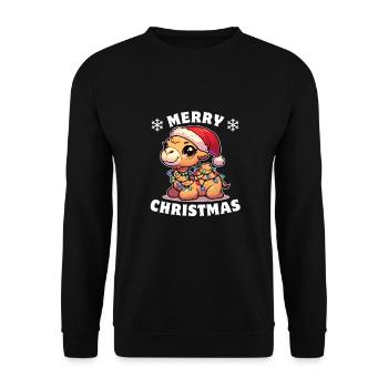 Santa Hat Christmas Fairy Lights Camel - Unisex Sweatshirt - black - Front - Alina (178cm) & Michal (187cm)