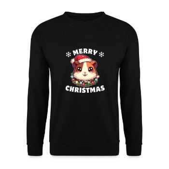 Noël guirlandes lumineuses cochon d’Inde - Sweat-shirt Unisexe - noir - Devant - Alina (178cm) & Michal (187cm)