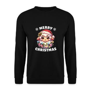 Père Noël chapeau Noël guirlandes lumineuses mouton - Sweat-shirt Unisexe - noir - Devant - Alina (178cm) & Michal (187cm)