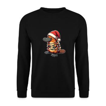 Santa Hat Christmas Fairy Lights - Unisex Sweatshirt - black - Front - Alina (178cm) & Michal (187cm)