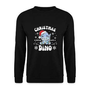 Weihnachten ist besser mit einem Dino - Unisex Pullover - Schwarz - Vorne - Alina (178cm) & Michal (187cm)