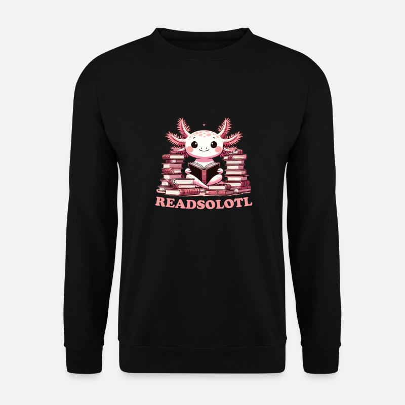 Axolotl ließt ein Buch süße Axolotl lesen Bücher - Unisex Pullover - Schwarz