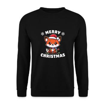 Père Noël chapeau Noël guirlandes lumineuses renard - Sweat-shirt Unisexe - noir - Devant - Alina (178cm) & Michal (187cm)
