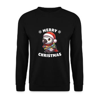 Noël guirlandes lumineuses perroquet gris - Sweat-shirt Unisexe - noir - Devant - Alina (178cm) & Michal (187cm)