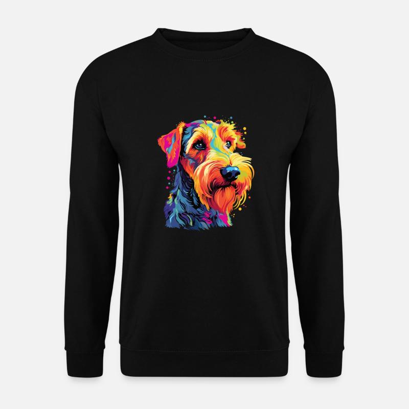 Wasserfarben Farbenfroher Airedale Terrier - Unisex Pullover - Schwarz