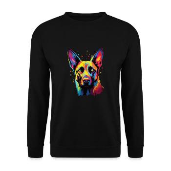 Watercolor Colorful Belgian Shepherd - Unisex Sweatshirt - black - Front - Alina (178cm) & Michal (187cm)