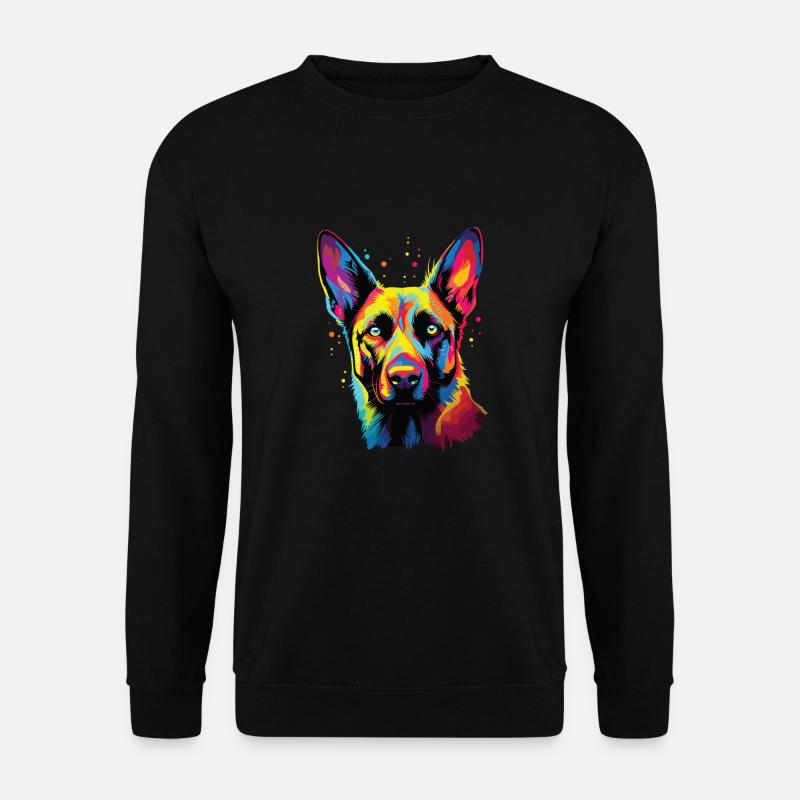 Wasserfarben Farbenfroher Belgischer Schäferhund - Unisex Pullover - Schwarz