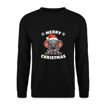 Père Noël chapeau Noël guirlandes lumineuses éléphant - Sweat-shirt Unisexe - noir - Devant - Alina (178cm) & Michal (187cm)