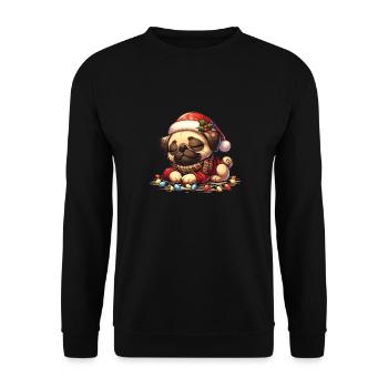 Santa Hat Christmas Fairy Lights Pug - Unisex Sweatshirt - black - Front - Alina (178cm) & Michal (187cm)