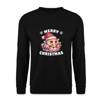 Santa Hat Christmas Fairy Lights Blob Fish - Unisex Sweatshirt - black - Front - Alina (178cm) & Michal (187cm)