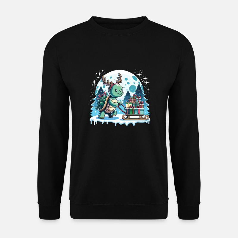 Schildkröte Weihnachtsschlitten Geschenke - Unisex Pullover - Schwarz