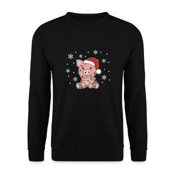 Cochon Noël Hiver Animaux Cochons - Sweat-shirt Unisexe - noir - Devant - Alina (178cm) & Michal (187cm)
