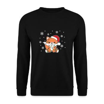 Renard, Noël, Hiver, Animaux, Renard - Sweat-shirt Unisexe - noir - Devant - Alina (178cm) & Michal (187cm)