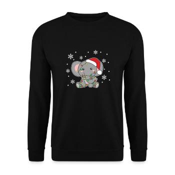 Elefant Weihnachten Winter Tiere Elefanten - Unisex Pullover - Schwarz - Vorne - Alina (178cm) & Michal (187cm)
