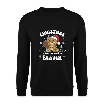 Christmas is better with a beaver - Unisex Sweatshirt - black - Front - Alina (178cm) & Michal (187cm)