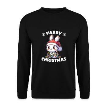 Père Noël chapeau Noël guirlande lumières lapin - Sweat-shirt Unisexe - noir - Devant - Alina (178cm) & Michal (187cm)