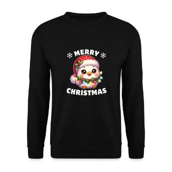 Père Noël chapeau Noël guirlandes lumineuses poulet - Sweat-shirt Unisexe - noir - Devant - Alina (178cm) & Michal (187cm)