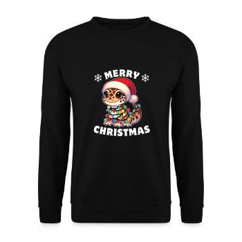 Noël guirlandes lumineuses léopard Gecko - Sweat-shirt Unisexe - noir - Devant - Alina (178cm) & Michal (187cm)