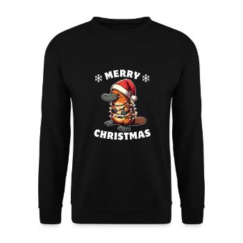 Santa Hat Christmas Fairy Lights - Unisex Sweatshirt - black - Front - Alina (178cm) & Michal (187cm)