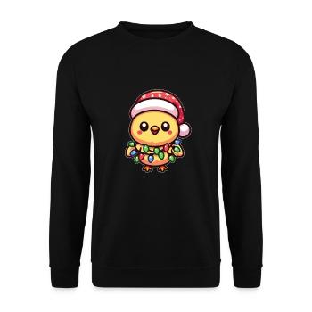 Santa Hat Christmas Fairy Lights Chick - Unisex Sweatshirt - black - Front - Alina (178cm) & Michal (187cm)